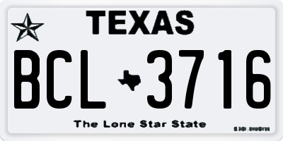 TX license plate BCL3716