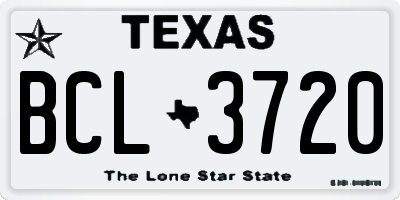 TX license plate BCL3720