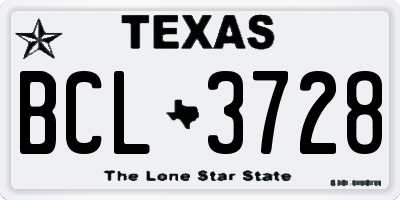 TX license plate BCL3728