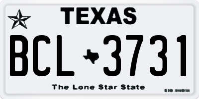 TX license plate BCL3731