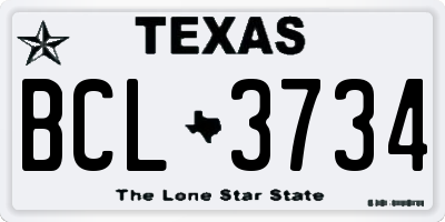 TX license plate BCL3734