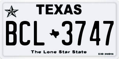 TX license plate BCL3747