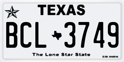 TX license plate BCL3749