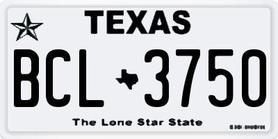 TX license plate BCL3750