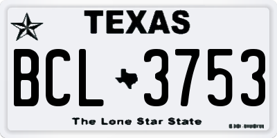 TX license plate BCL3753