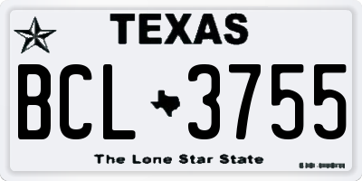 TX license plate BCL3755