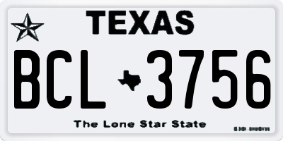 TX license plate BCL3756