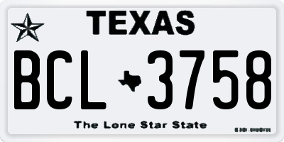 TX license plate BCL3758