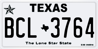 TX license plate BCL3764