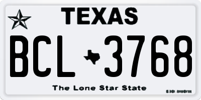 TX license plate BCL3768