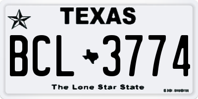 TX license plate BCL3774