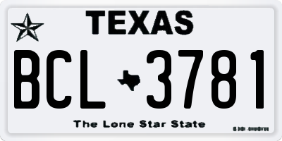 TX license plate BCL3781