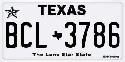 TX license plate BCL3786