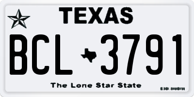 TX license plate BCL3791