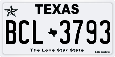 TX license plate BCL3793