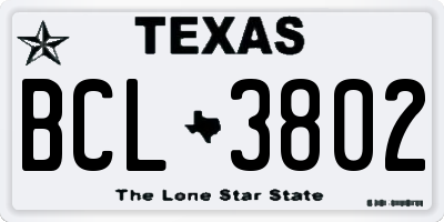 TX license plate BCL3802