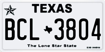 TX license plate BCL3804