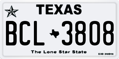 TX license plate BCL3808