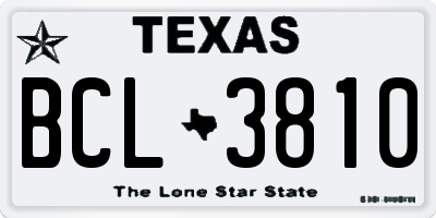 TX license plate BCL3810
