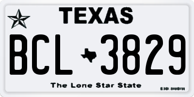 TX license plate BCL3829