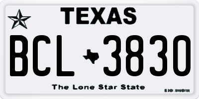 TX license plate BCL3830