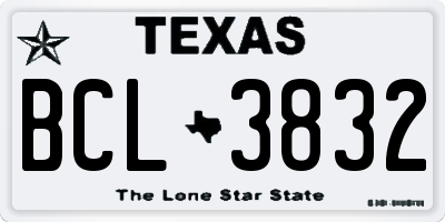 TX license plate BCL3832
