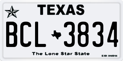 TX license plate BCL3834