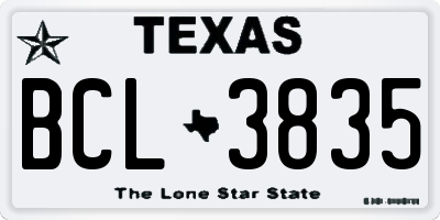 TX license plate BCL3835