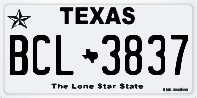 TX license plate BCL3837