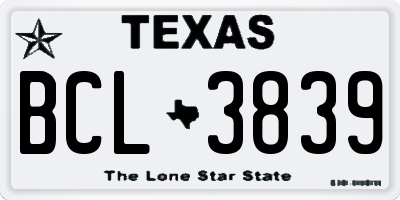 TX license plate BCL3839