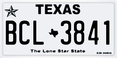 TX license plate BCL3841