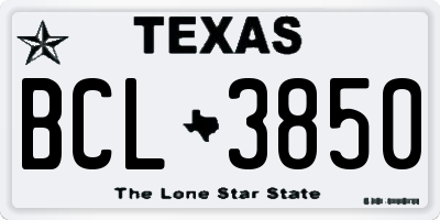 TX license plate BCL3850