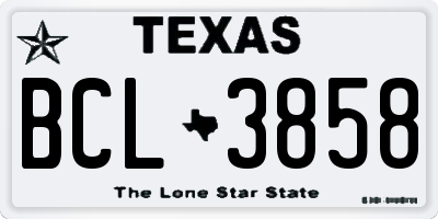 TX license plate BCL3858