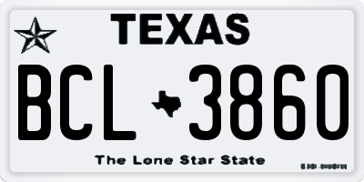 TX license plate BCL3860