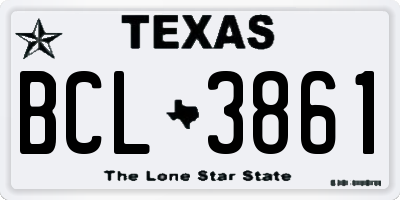 TX license plate BCL3861