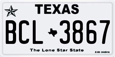TX license plate BCL3867