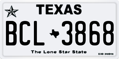TX license plate BCL3868