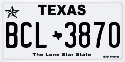 TX license plate BCL3870