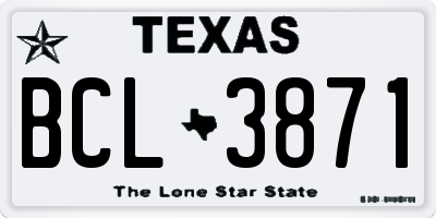TX license plate BCL3871