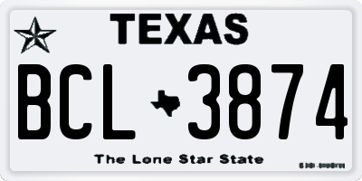 TX license plate BCL3874