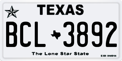 TX license plate BCL3892
