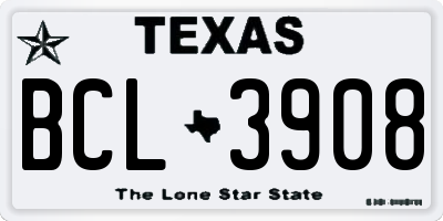 TX license plate BCL3908