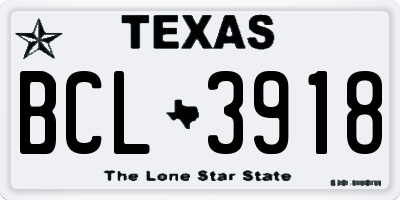 TX license plate BCL3918