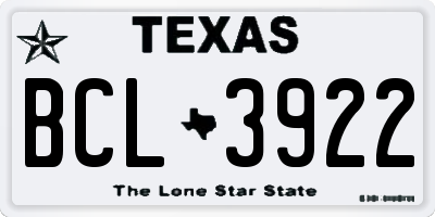 TX license plate BCL3922