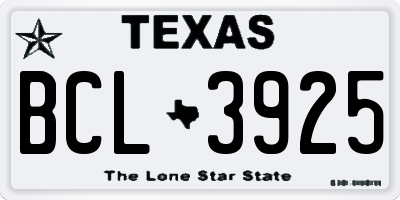 TX license plate BCL3925