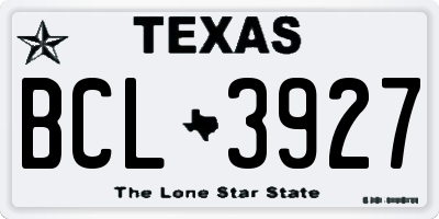 TX license plate BCL3927