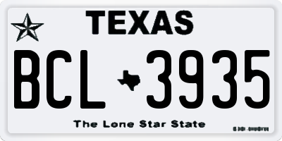 TX license plate BCL3935