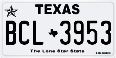 TX license plate BCL3953