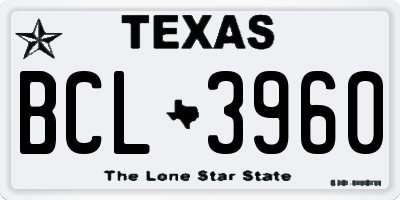 TX license plate BCL3960