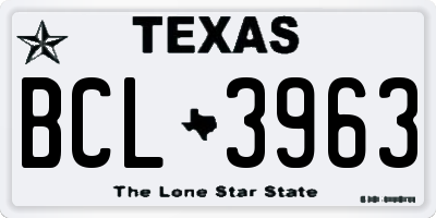 TX license plate BCL3963